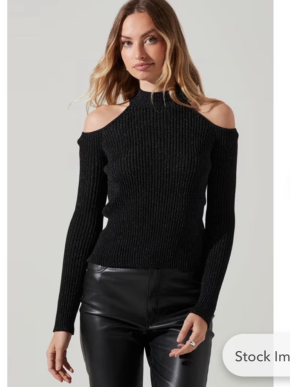 Astr Black Cold-Shoulder Ribbed Sweater
